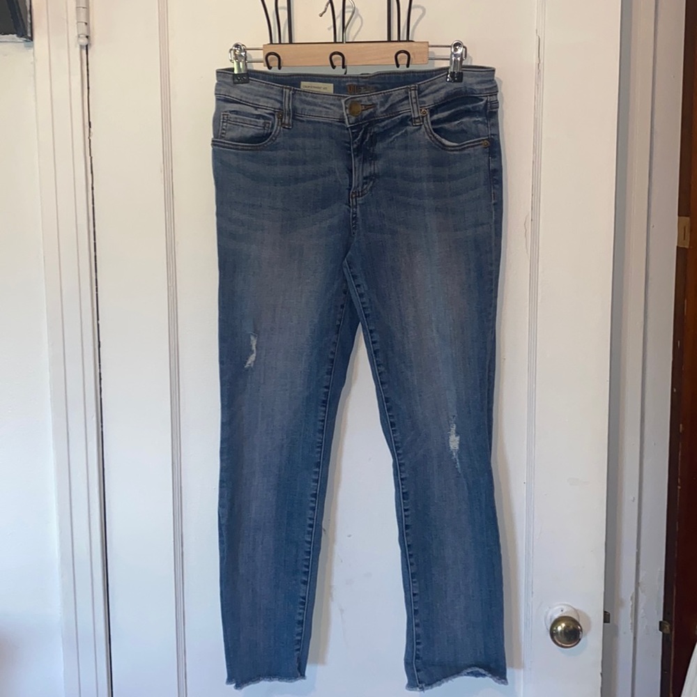 Kut from the Kloth Crop Straight Leg distressed jeans